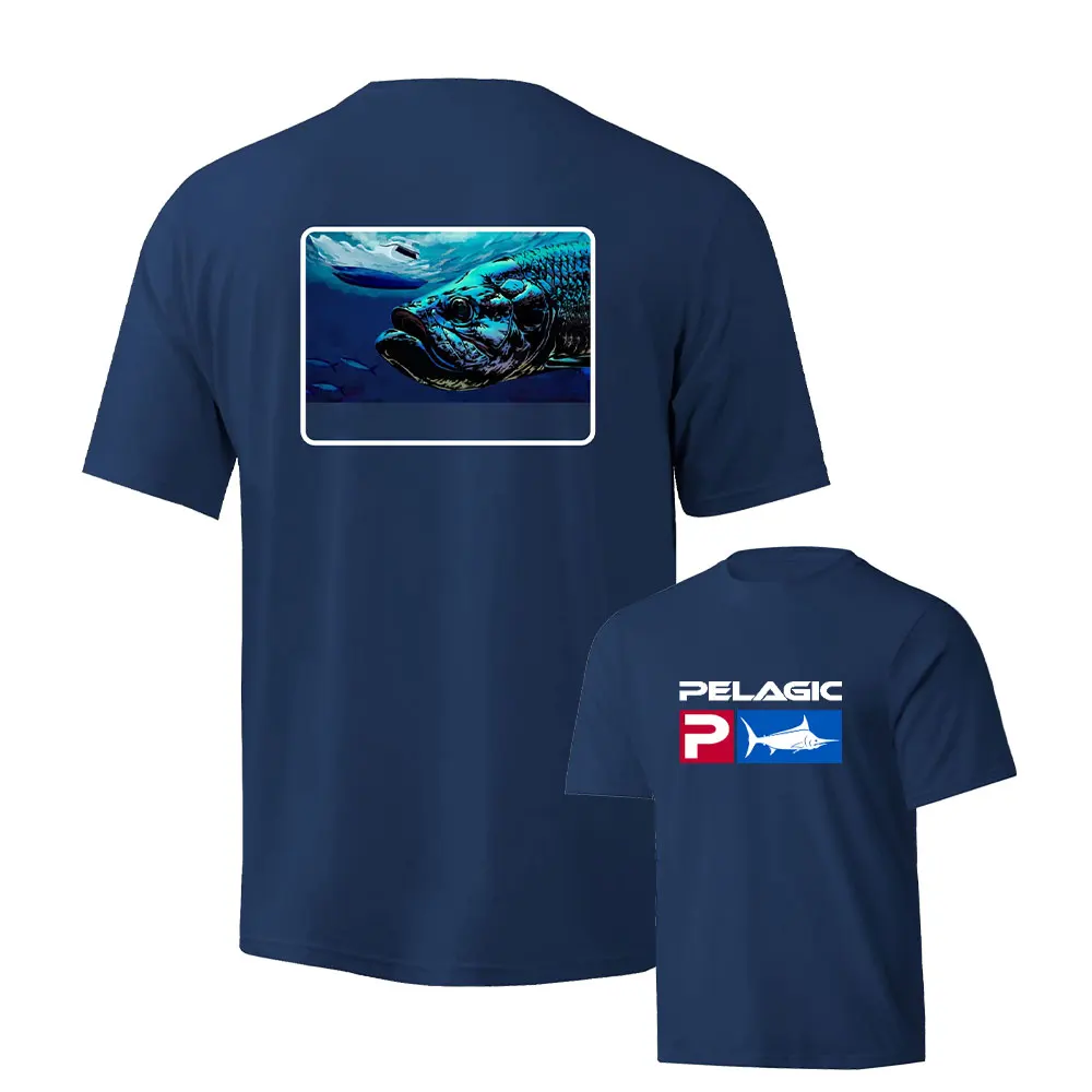 Top Trends: Pelagic Blue Fishing Shirt Uv Protection / Outdoor Fishing Apparel Shirts Quick Drying And Breathable UPF 50+ Man Clothing Tops Shoppable Styles