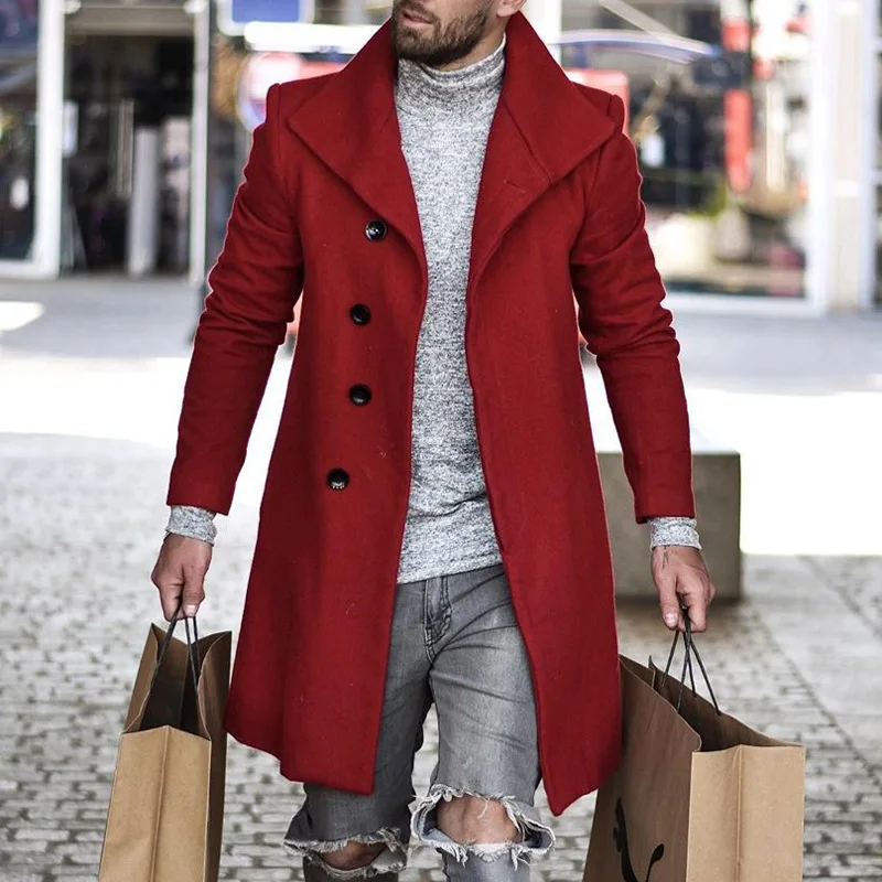 Top Trends: Hot Style 2022 Autumn Winter Woolen Coat Mid-length Coat Woolen Lapel Single-breasted Men&#039;s Clothing Shoppable Styles