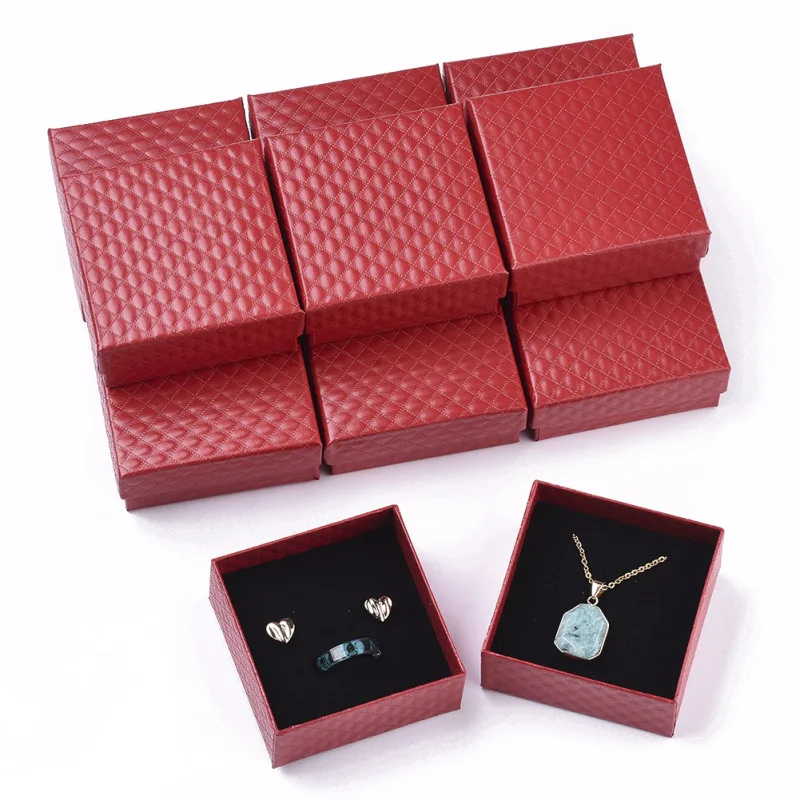 Top Trends: 12pcs Cardboard Jewelry Boxes For Pendant & Earring & Ring With Sponge Inside Square Red Black White 7.5x7.5x3.5cm Shoppable Styles