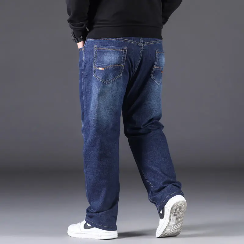 Top Trends: Men's Large Plus Size Baggy Jeans Elastic Band 10XL Oversize High Waist Loose Pant Husband Fat Loose Black Male Denim Trouser Shoppable Styles - Image 6