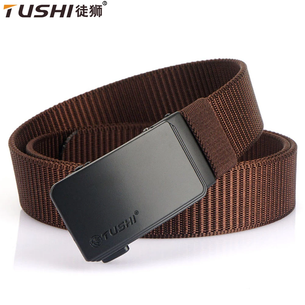 Top Trends: TUSHI New Nylon Belt Metal Automatic Buckle High Quality Men&#039;s Jeans Leather Belt Business Work Outdoor Tactical Belt For Men Shoppable Styles