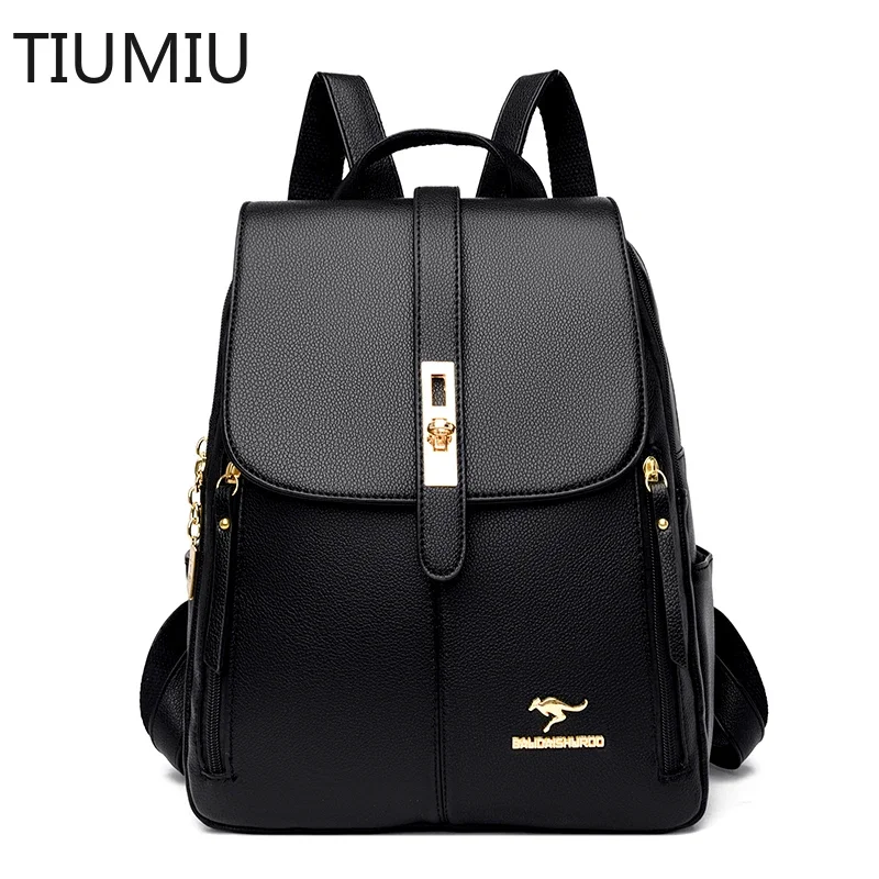 Top Trends: Women Large Capacity Backpack Purses High Quality Leather Female Vintage Bag School Bags Travel Bagpack Ladies Bookbag Rucksack Shoppable Styles