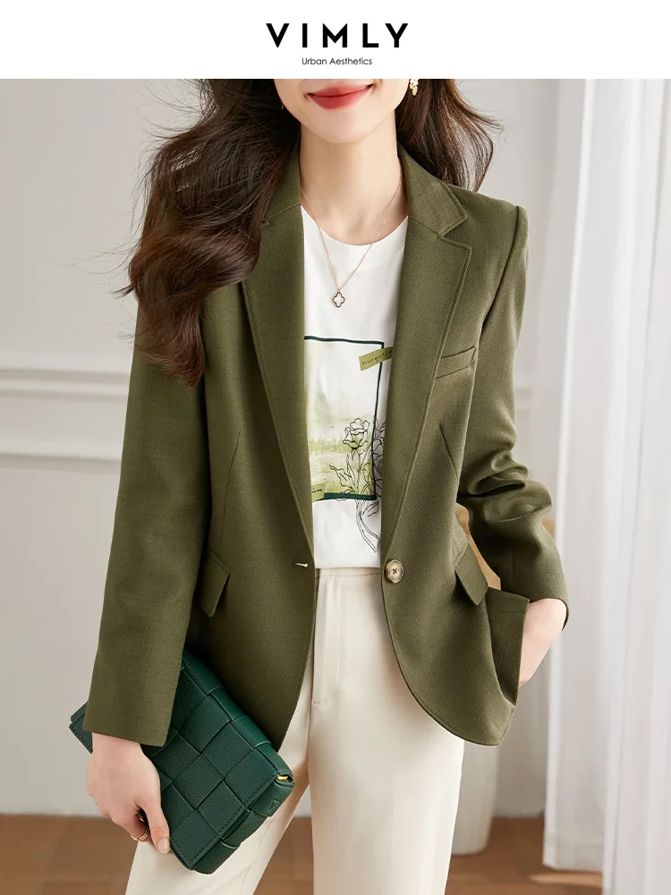 Top Trends: Vimly Professional Work Green Blazers For Women Elegant Stylish 2023 Spring Autumn Notched Neck Long Sleeve Fashion Suit Jacket Shoppable Styles