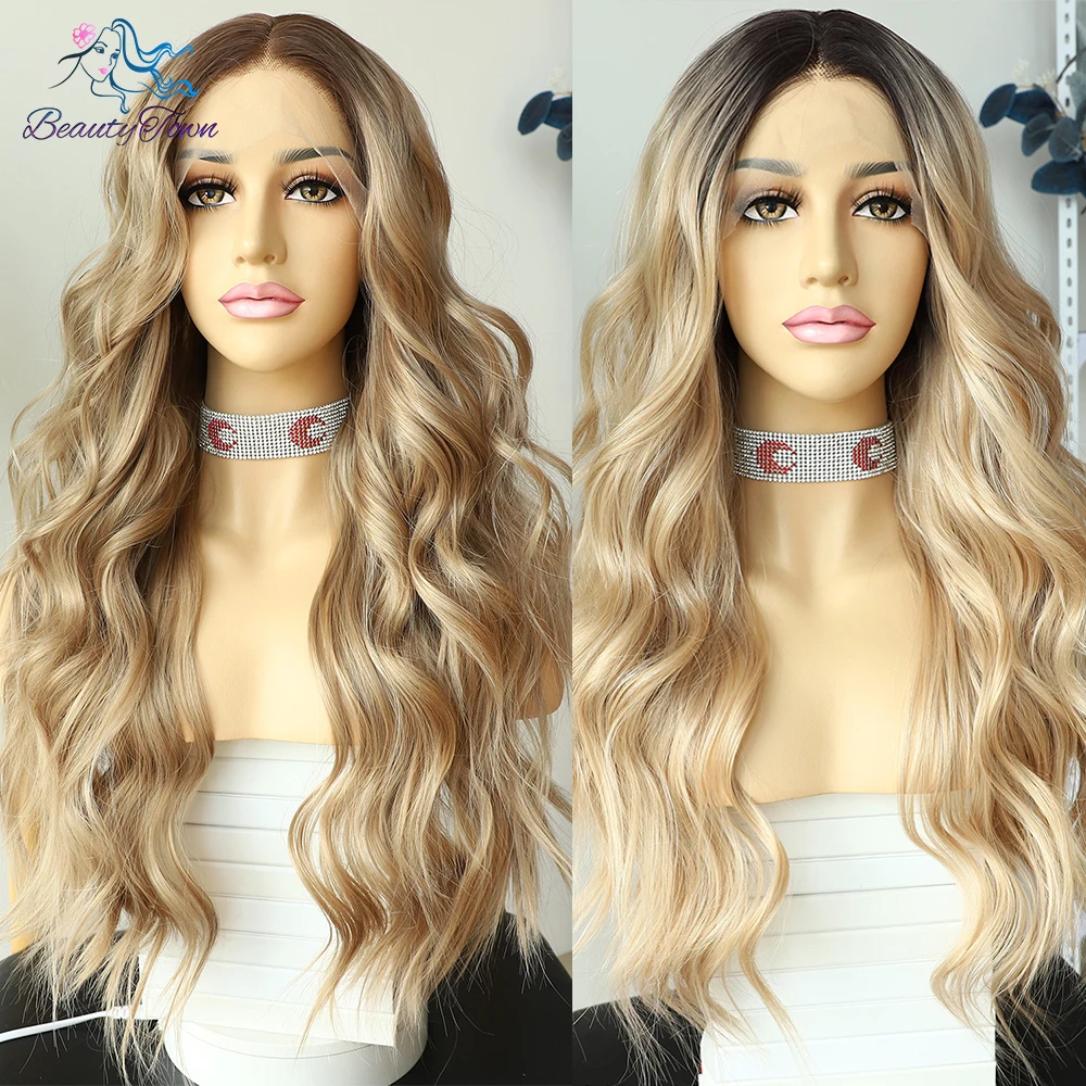 Top Trends: 13x4 Synthetic Lace Front Wig 613 Honey Blonde Ombre Hd Lace Frontal Wigs For Black Women 28inches Cosplay Daily Use Wig 180% Shoppable Styles