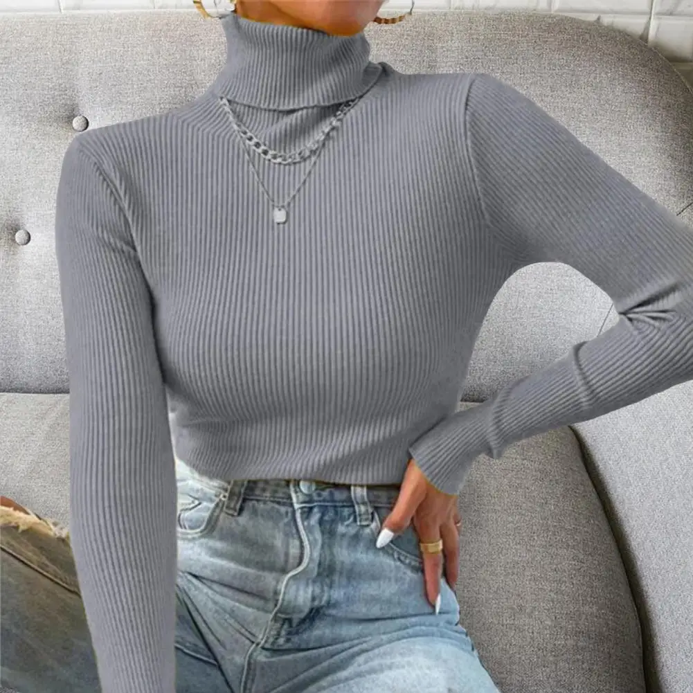 Top Trends: New 2023 Autumn Winter Women Long Sleeve Knit Turtleneck Pulls Sweater Casual Rib Jumper Tops Female Home Pullover Clothes Shoppable Styles - Image 6