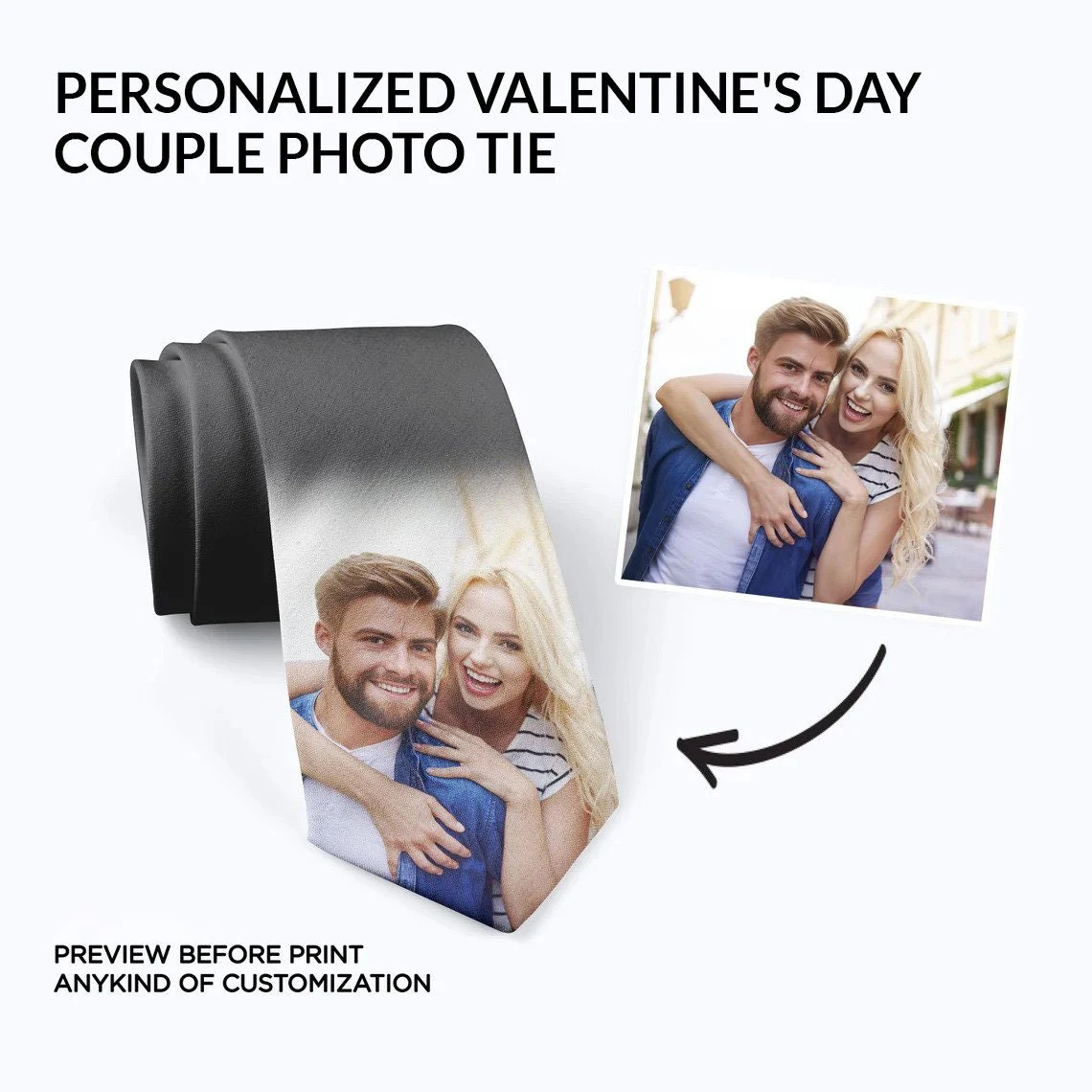 Top Trends: Personalized Valentine's Day Couple Photo Tie 8cm Wide Polyester Casual Party Wedding Men's Necktie Fun Shirt Accessories Shoppable Styles