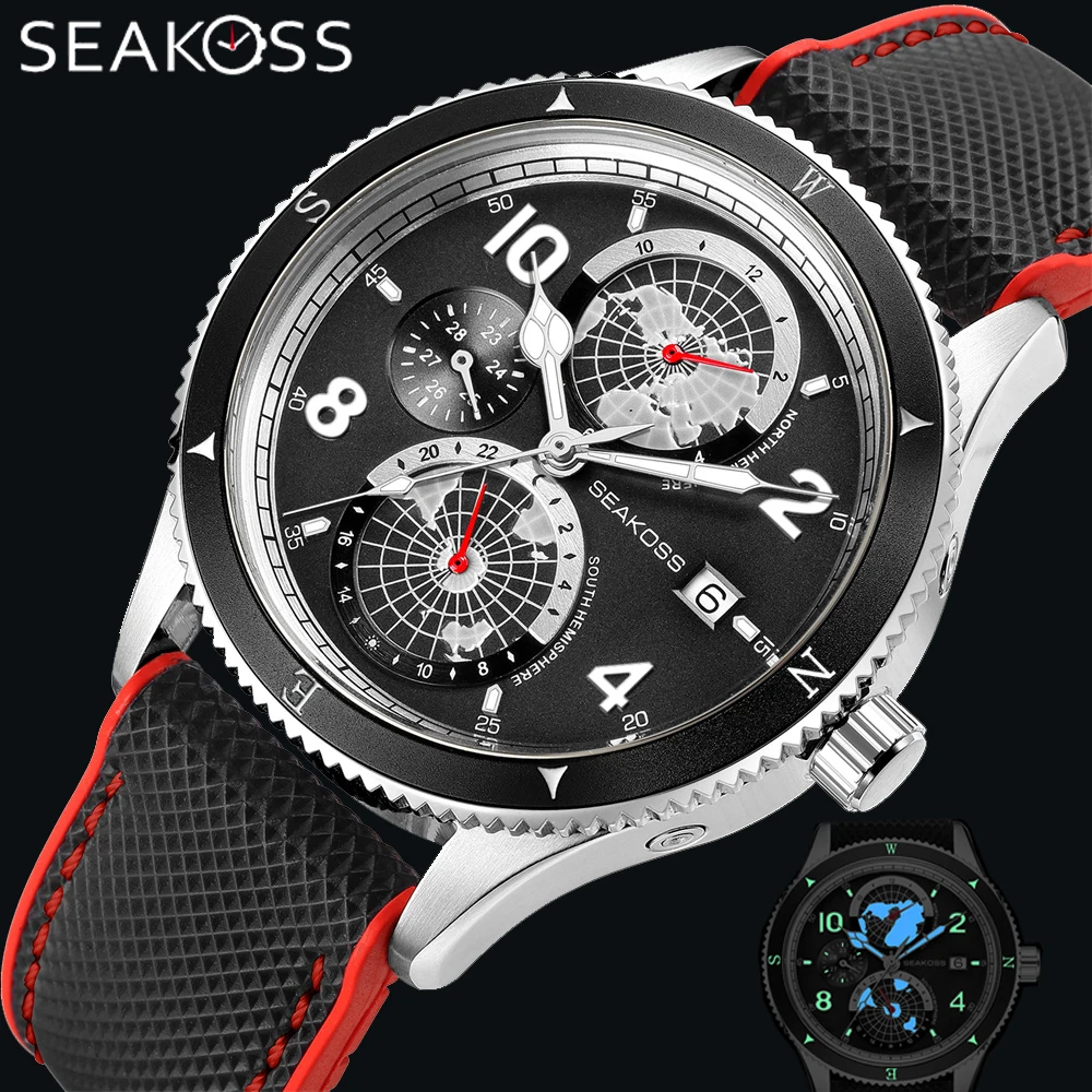 Top Trends: SEAKOSS Mens Diving Watches 10Bar Fully Automatic Mechanical Wristwatch Nylon Fluorosilicone Super Luminous Sapphire 1963 Clocks Shoppable Styles