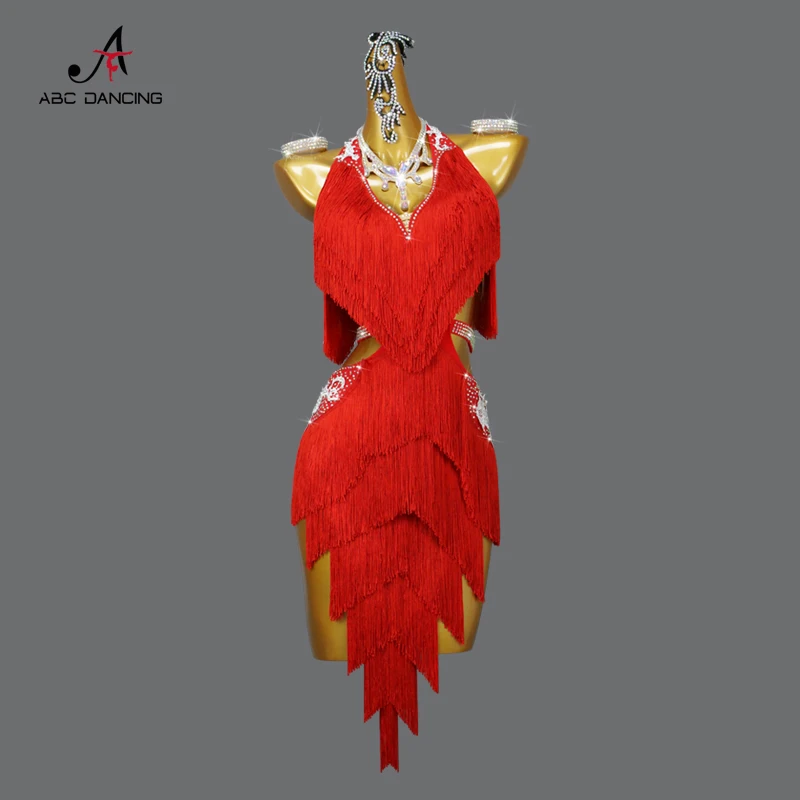 Top Trends: Professional Red Latin Dance Fringe Short Skirt Competition Dress Sexy Clothes For Women Ballroom Practice Wear Promotion Samba Shoppable Styles