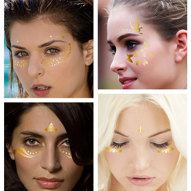 Top Trends: New Gold Fashion Personality Freckles Scar Cover Stickers Tattoo Face Temporary Tattoo Waterproof Makeup Stickers Eyes Wholesale Shoppable Styles