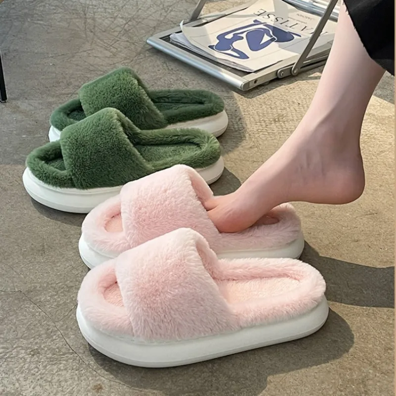 Top Trends: 2022 New Women Slippers Autumn And Winter Fur Slippers Indoor Household Slippers Soft Bottom Solid Color Home Cotton Slippers Shoppable Styles