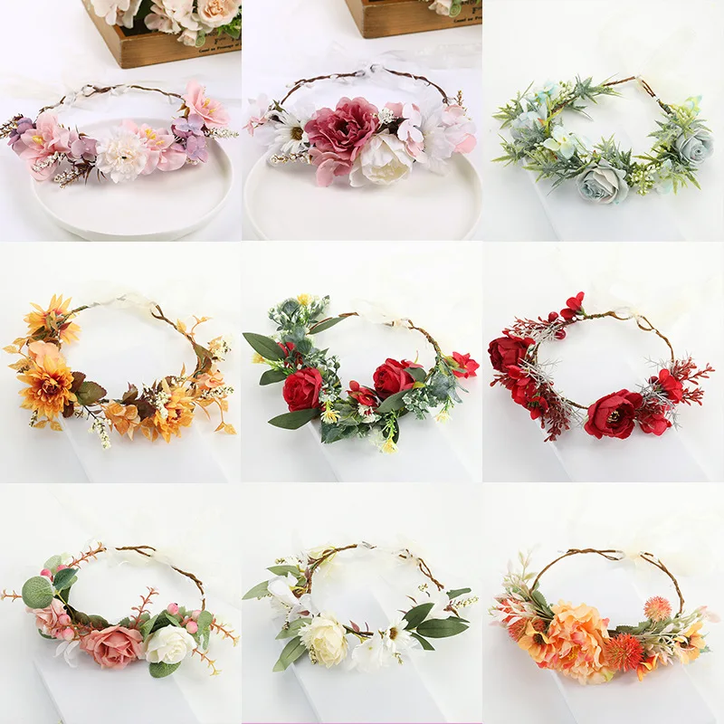 Top Trends: Wedding Garland Wreath Flower Hairband Hair Accessories Floral Headband Bridal Diadem Seaside Bohemian Wedding Dress Hair Decor Shoppable Styles