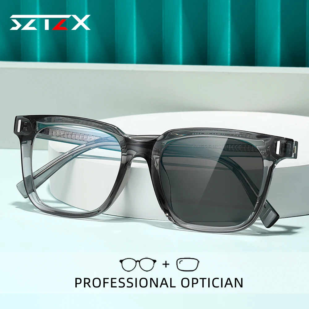 Top Trends: SZTZX Fashion Photochromic Anti Blue Light Blocking Reading Glasses For Women Men Myopia Hyperopia Prescription Optical Eyewear Shoppable Styles