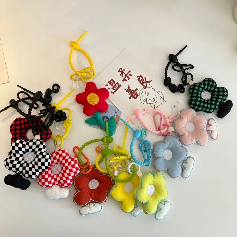 Top Trends: Cute Fabric Flower Keychains Korean Style Sweet Flower Bouquet Keyring Pendant For Backpack Bag Accessories Car Keys Keychain Shoppable Styles