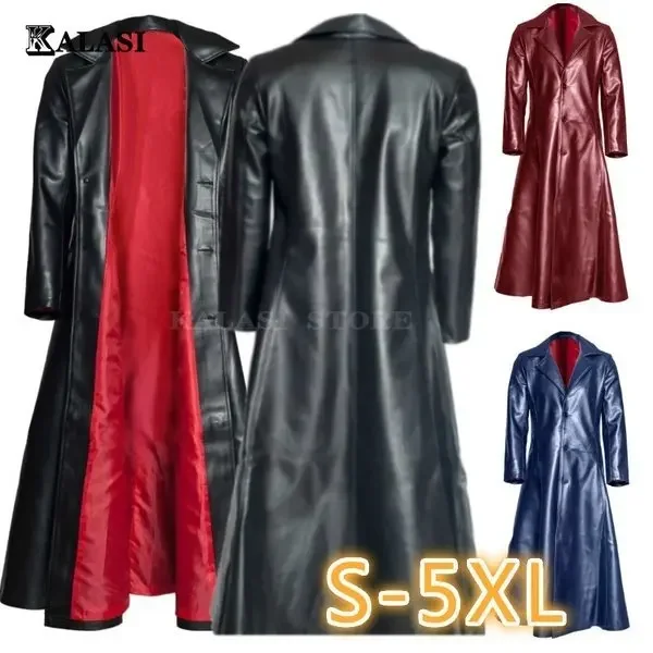 Top Trends: Mens Lapel Gothic Punk Black Long Coat Winter Leather Long Jacket Goth Vampire Coat Dark Knight Cool Cape Coat Shoppable Styles