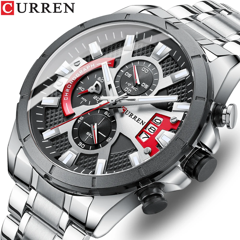 Top Trends: CURREN Watches Mens Top Brand Luxury Casual Steel Quartz Business Clock Male Sport Waterproof Date Chronograph Reloj Hombre Shoppable Styles