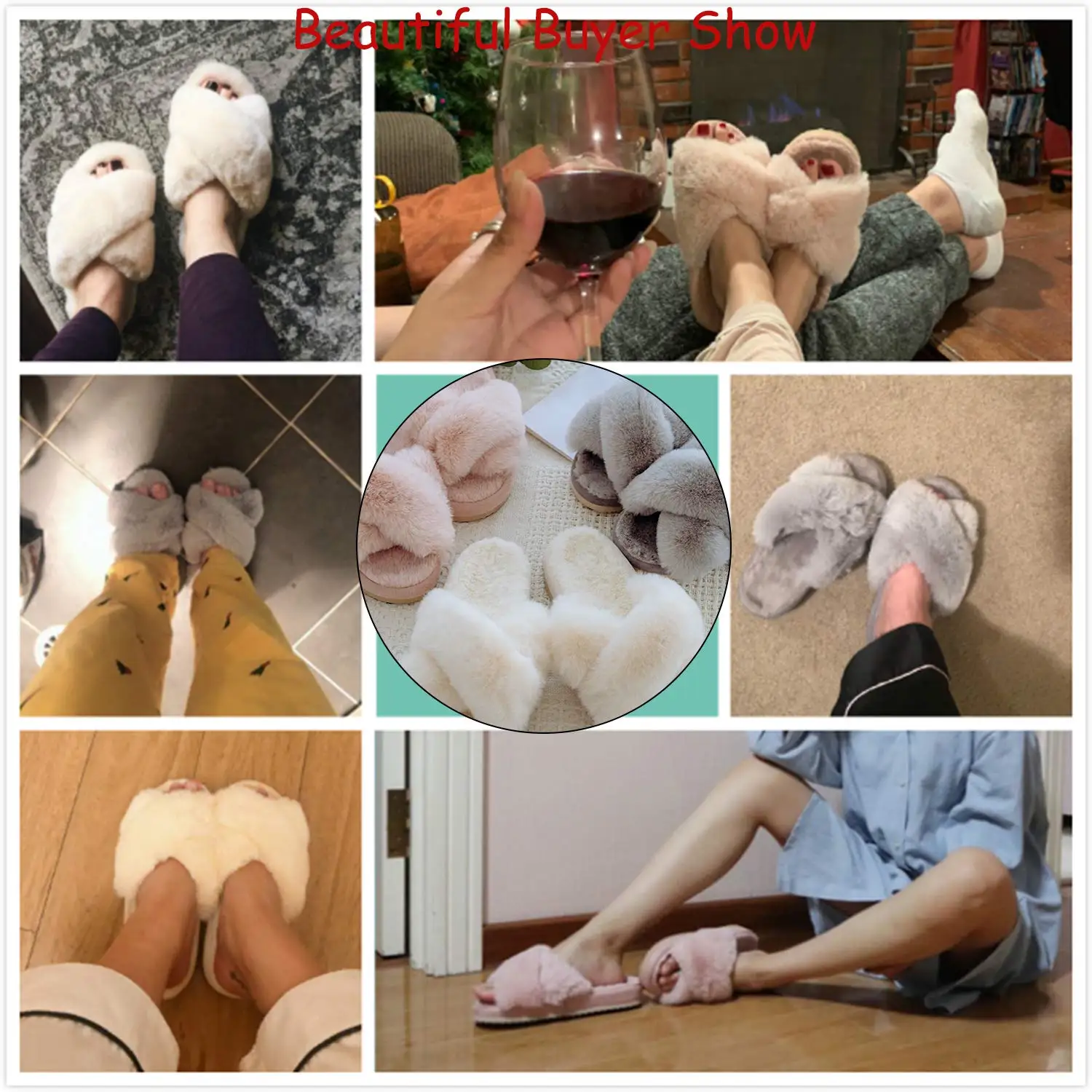 Top Trends: Crestar New Women's Cross Band Fuzzy Slippers Fluffy Open Toe House Slippers Cozy Plush Bedroom Shoes Indoor Outdoor Furry Shoes Shoppable Styles - Image 5