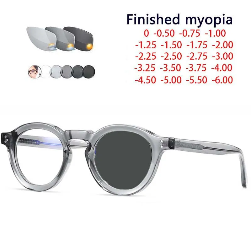 Top Trends: Round Photochromic Glasses Men Women Myopia Eyeglasses Students Short Sight Eyewear 0 -0.5 -1 -1.25 -1.5 -1.75 -2.0 To -6 Shoppable Styles