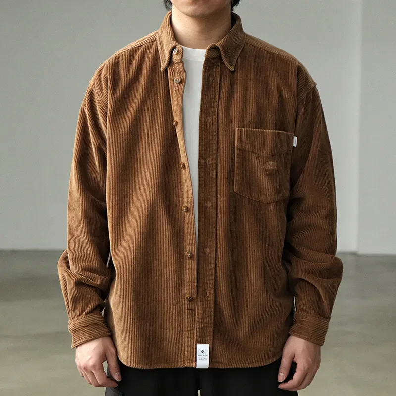 Top Trends: Men's American Casual Wear Japanese Retro Loose Shoulder-wear Thickened Corduroy Shirt Shoppable Styles