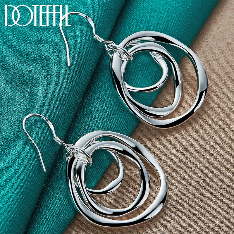 Top Trends: DOTEFFIL 925 Sterling Silver Three Circle Drop Earring For Woman Lady Wedding Engagement Party Fashion Jewelry Shoppable Styles