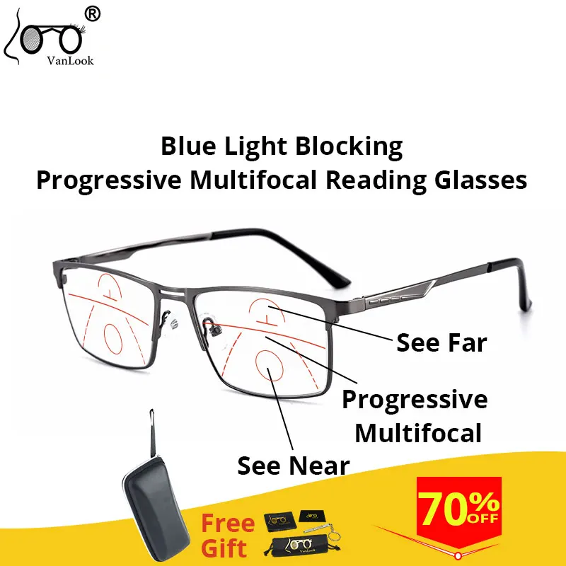 Top Trends: Men Progressive Reading Glasses Multifocal Women&#039;s Blue Light Blocking Computer Glasses Sport Square Frame Eyewear AntI Glare UV Shoppable Styles