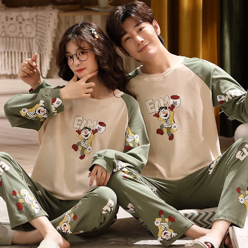 Top Trends: Autumn Couple Pajamas Sets Cartoon Men Sleepwear Leisure Cotton Plus Size Long Sleeve Women Homewear Pijama Homme Mujer Dropship Shoppable Styles