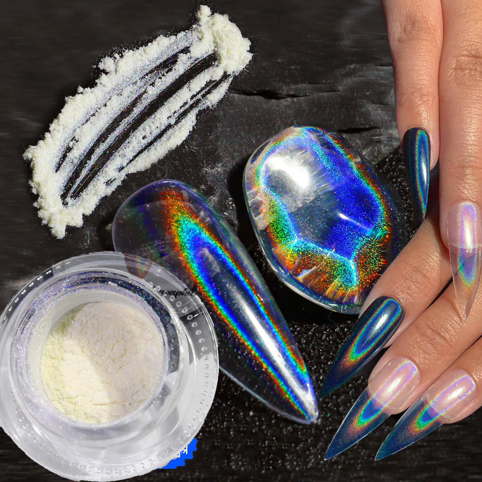 Top Trends: 1Box Universal Laser Mirror Effect Glitter Nail Powder Holographic Chrome Shinning Pigment Dust Powder Manicure Nail Decoration Shoppable Styles