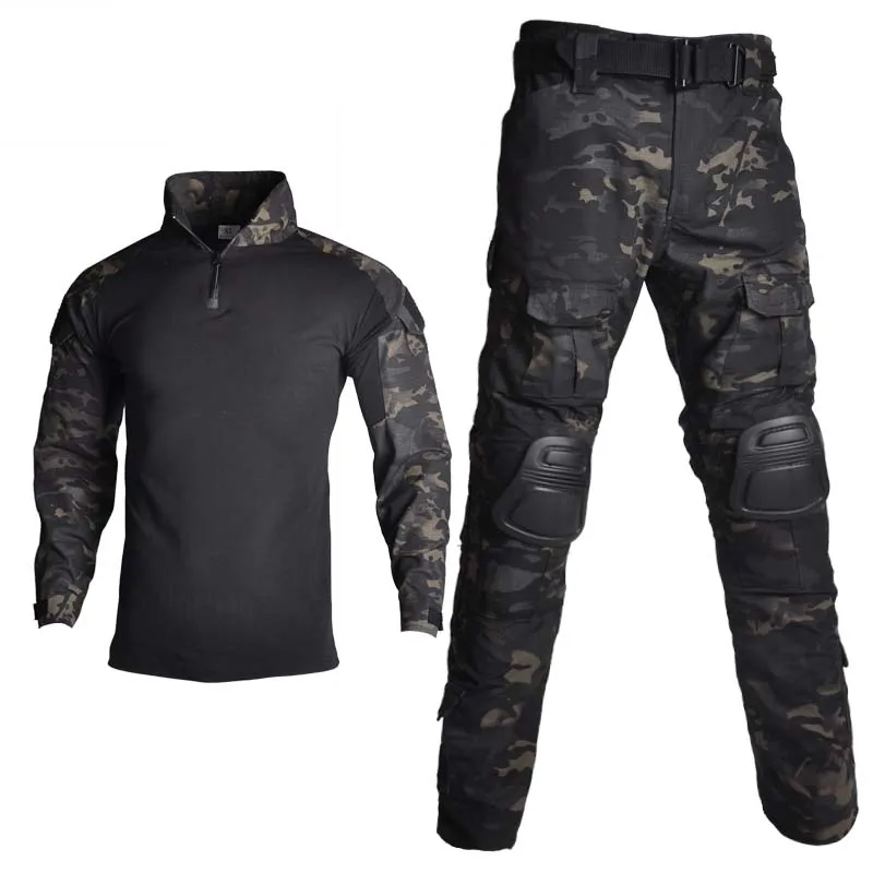 Top Trends: Militar Multicam Camouflage Suits Hunting Clothing Men Army Military Uniform Tactical Suit Combat Shirt + Cargo Pants Knee Pads Shoppable Styles