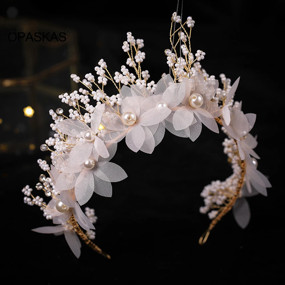 Top Trends: Tiaras Earring Sets Wedding Hair Accessories For Women Flower Rhinestone Pearl Headbands Dangler Princess Bridal Crowns Jewelry Shoppable Styles