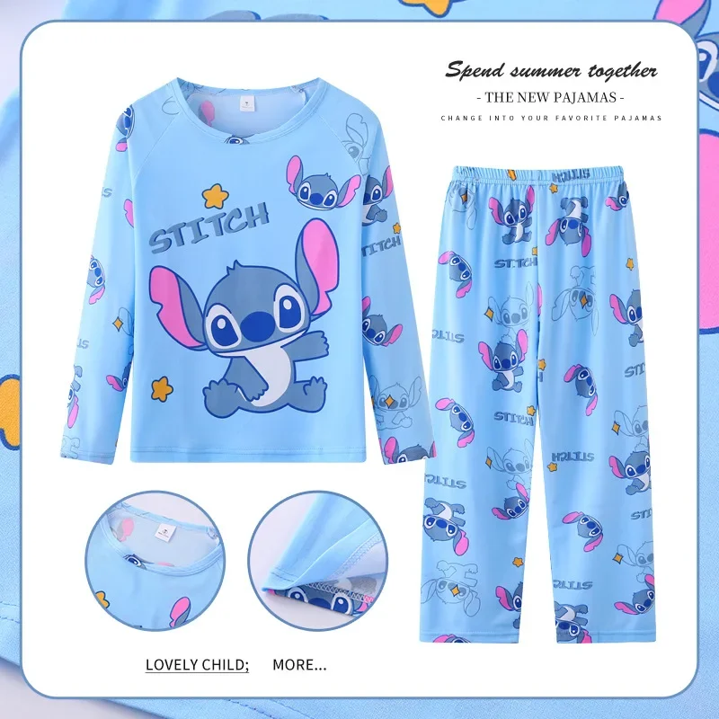 Top Trends: Stitch Mickey Pajamas Sets Spring Autumn Girls Teenager Sleepwear Kids Pyjamas Child Sleepwear Christmas Homewear Loungewear Shoppable Styles