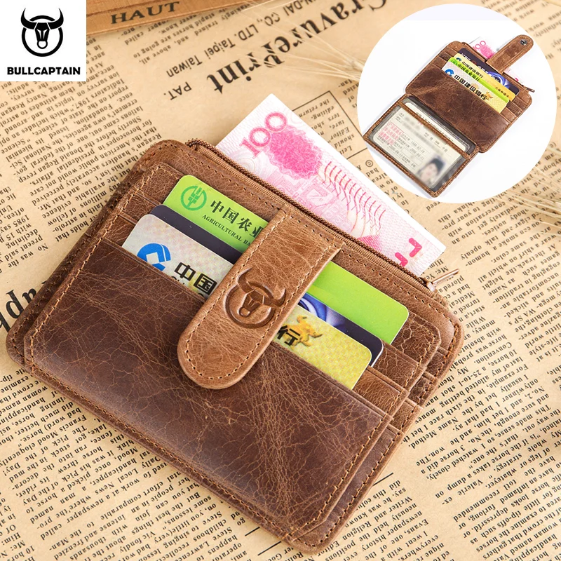 Top Trends: BULLCAPTAIN RFID Blocking Leather Wallet Credit Card ID Card Holder Wallet Money Case For Men And Women 2020 Fashion Retro Bag Shoppable Styles