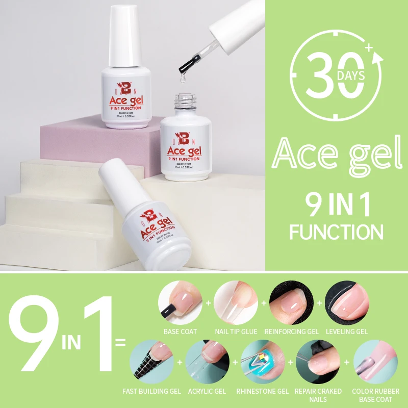 Top Trends: BOZLIN 15ML Ace Gel 9-in-1 Nail Glue Gel Nail Polish Thickness Transparent Semi Permanent Function UV Gel Soak Off Nail Art Shoppable Styles