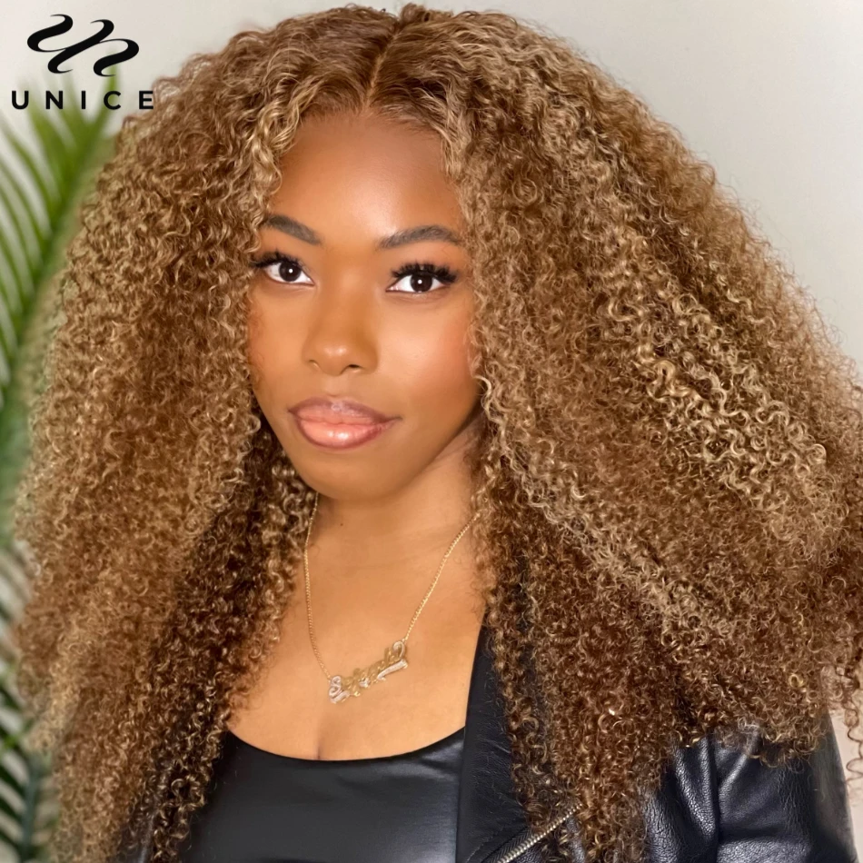 Top Trends: UNice Hair Pre-Cut 6x4.75 Wear Go Glueless Wig Human Hair Brown Blonde Highlight Kinky Curly 13x4 Lace Front Wig For Women Shoppable Styles