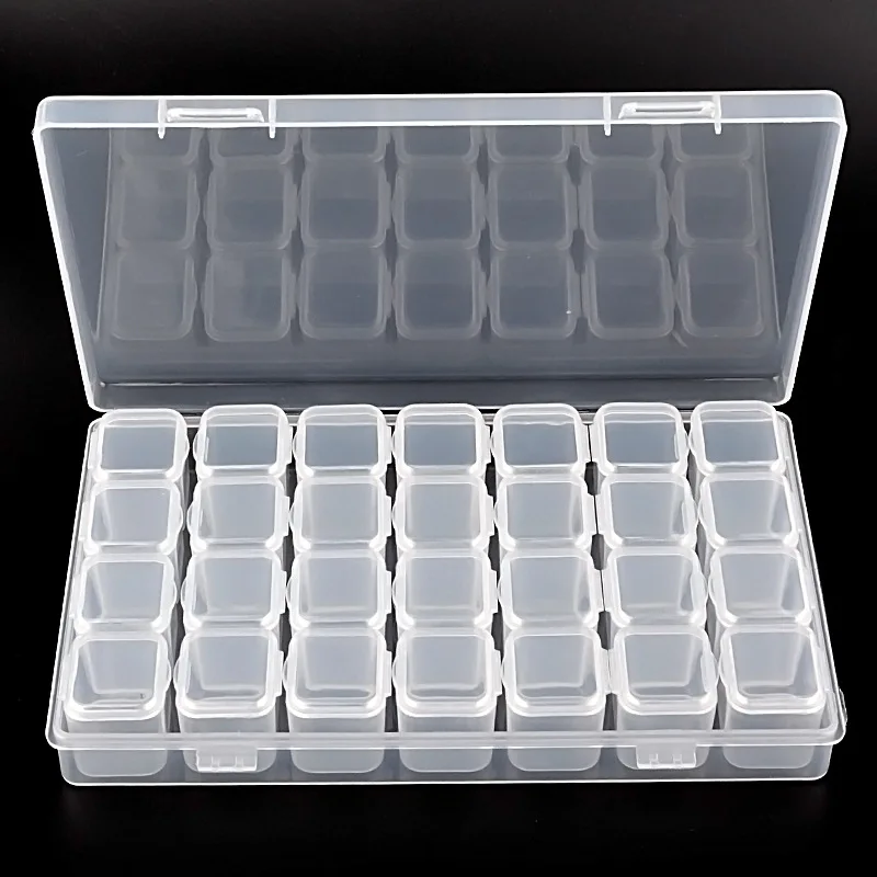 Top Trends: 28 Cells Nail Art Storage Case 1*BOX Rhinestones Gems Clear Plastic Empty Container Profession Rhinestones Beads Organizer Box 1 Shoppable Styles