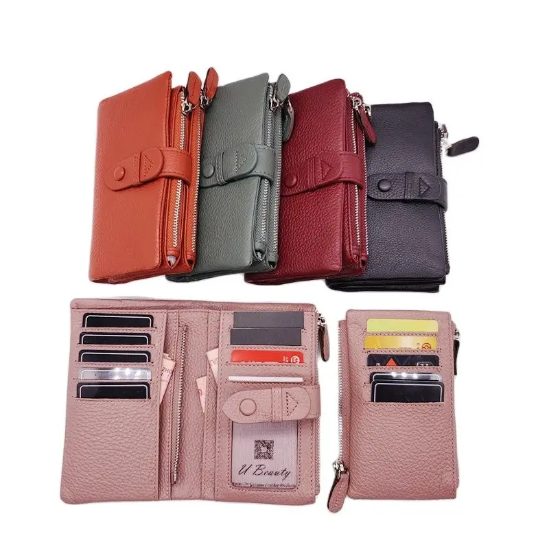 Top Trends: Soft Genuine Cow Leather Short Wallets Multifunctional Card Holder For Women Zipper Purses Belt Clutch Women&#039;s Wallet Coin Purse Shoppable Styles