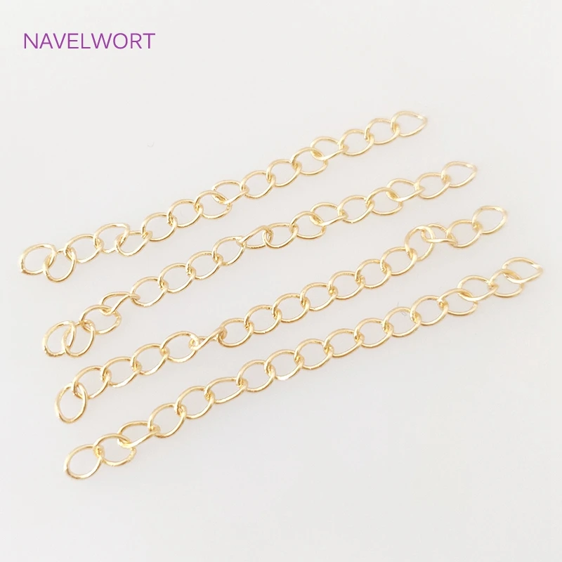 Top Trends: 18k Gold Plated 5cm Extension Chain, Water Drop Shape End Beads, For Necklace Bracelet Extender Chains Making Shoppable Styles