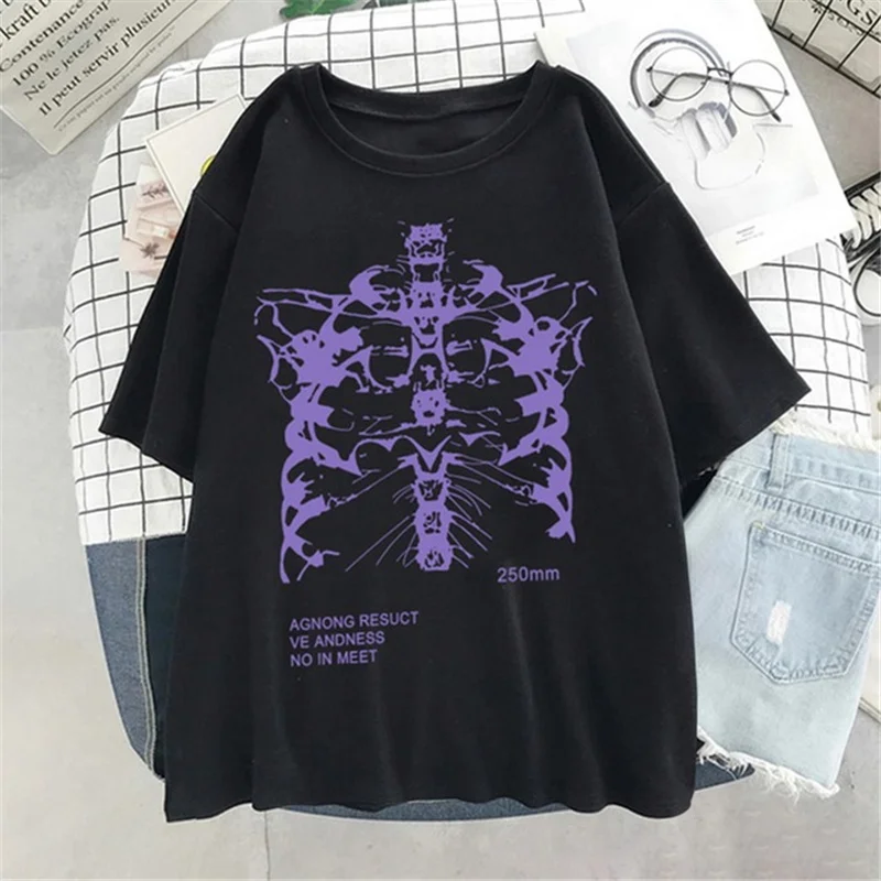 Top Trends: Y2k Clothes T-shirts For Women Dark Style Women&#039;s T-shirt Oversized Tshirts Skull Print Tshirt Anime Women Clothing Gothic Tees Shoppable Styles