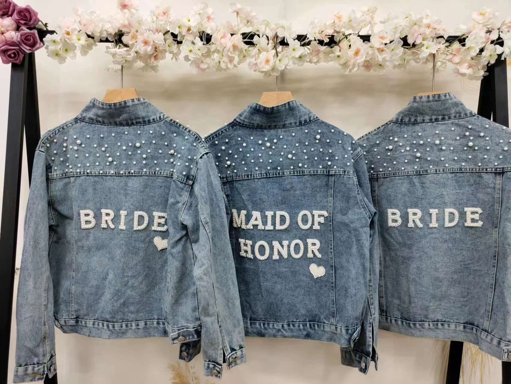 Top Trends: BRIDE Rhinestone Custom Bridal Denim Jacket Future Mrs Wedding Jackets Wifey MAID OF HONOR Pearl Personalized Bridal Party Coat Shoppable Styles