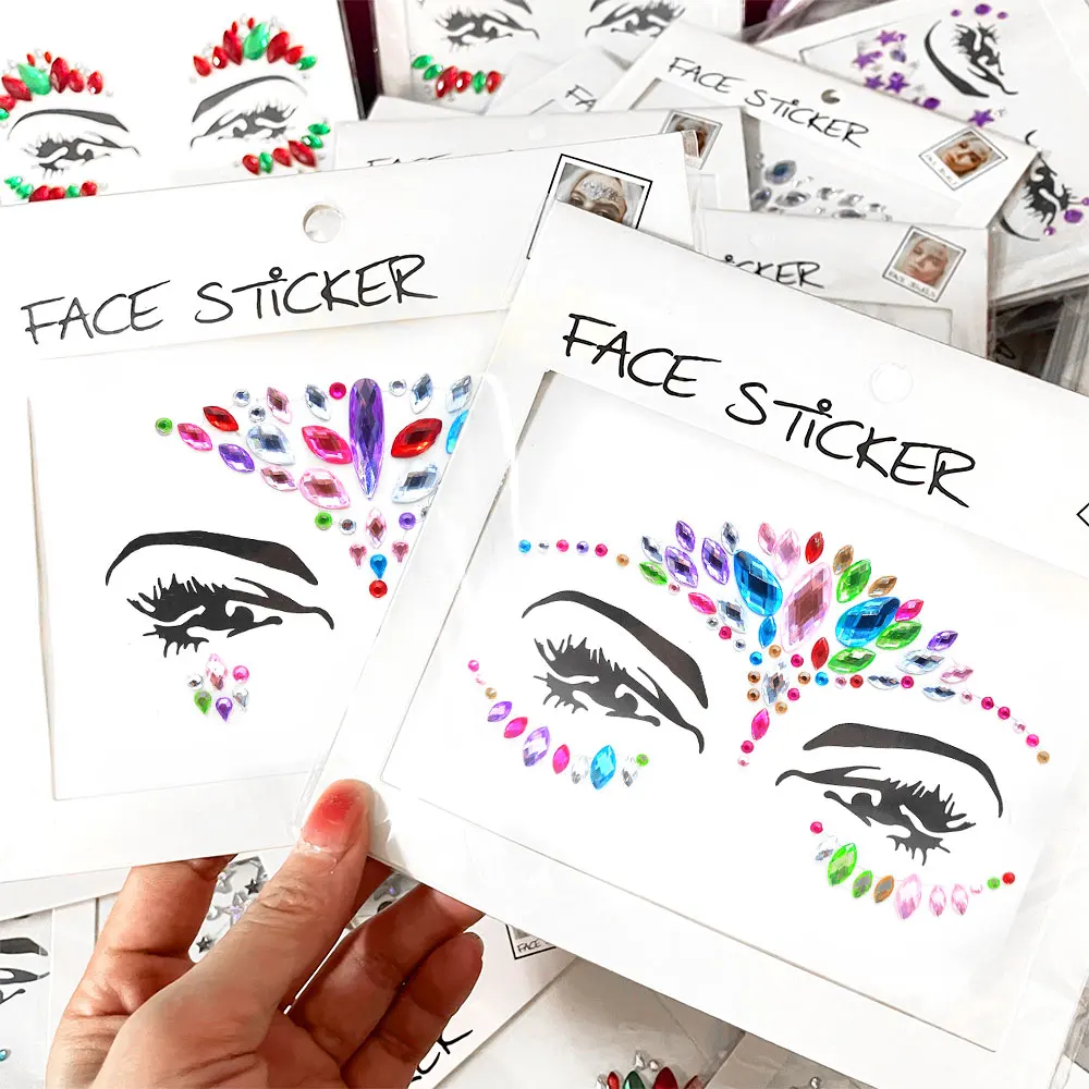 Top Trends: 3D Sexy Face Tattoo Stickers For Kids Party Masquerade Party Acrylic Glitter Rhinestone Temporary Tattoo Female Face Jewelry DIY Shoppable Styles