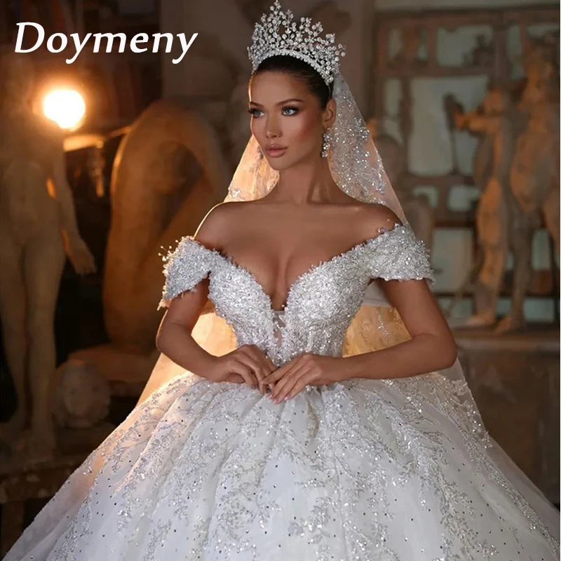 Top Trends: Doymeny Exquisite Off Shoulder Wedding Dress Appliques Backless Beaded Bridal Luxury Ball Gowns Robe De Mariée Vestido De Novia Shoppable Styles