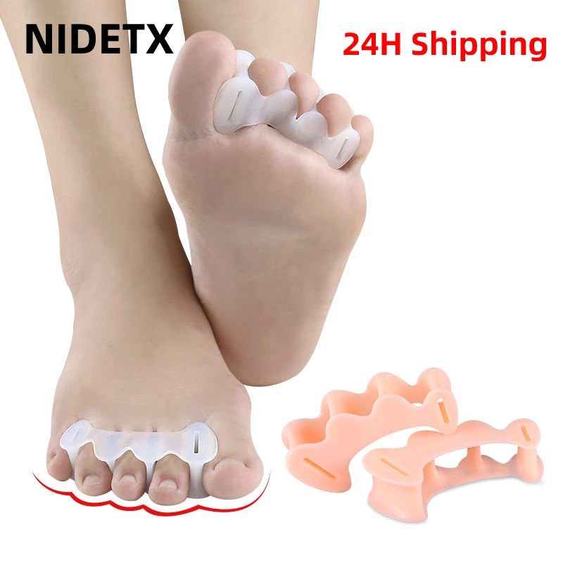 Top Trends: 2Pcs=1Pair Hard Silicone Toe Finger Separator 3 Hole Hallux Valgus Orthopedic Spacers Bunion Overlapping Hammer Foot Corrector Shoppable Styles