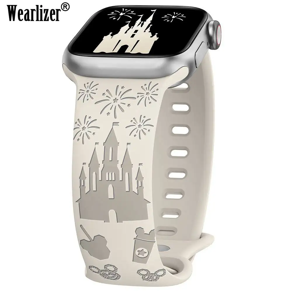 Top Trends: Wearlizer Castle Engraved Floral Band For Apple Watch 41mm 40mm 38mm Cute Silicone Bracelet For IWatch Series 9 / 8 / 7 / 6 / 5 / 4 / 3 / 2 / SE Shoppable Styles