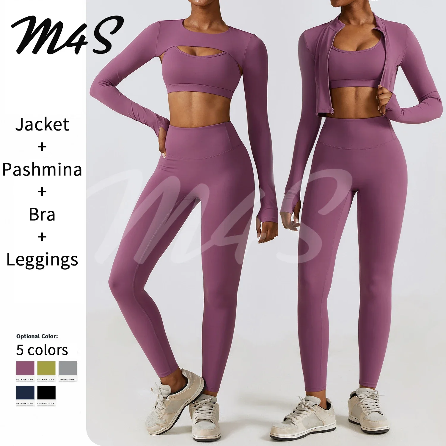 Top Trends: 2 / 3pcs Ensemble Female Yoga Set Matching Sets For Women Gym Workout Clothes Tracksuit Running Zipper Jacket Pashmina Leggings Shoppable Styles