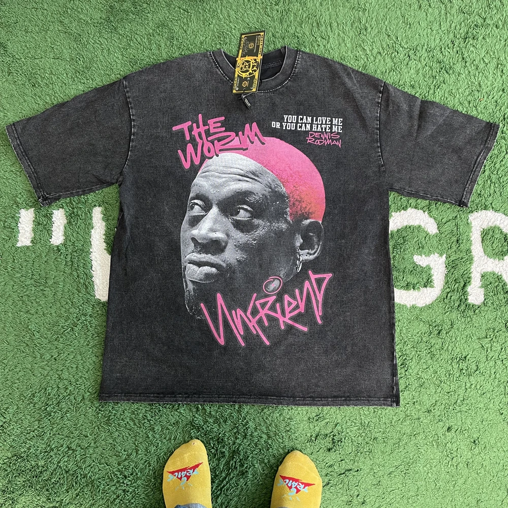 Top Trends: Frog Drift Fashion Vintage Loose Basketball Graphic Retro Washing Summer The Worm Dennis Rodman Oversized Tee T-shirt Tops Men Shoppable Styles