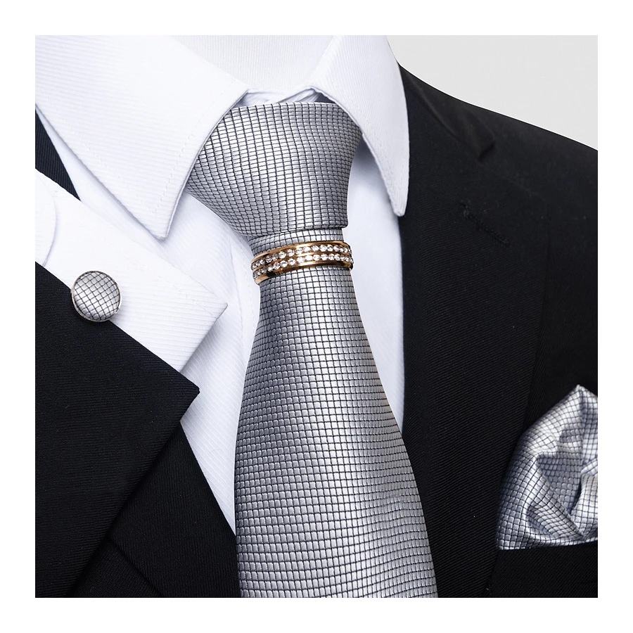 Top Trends: Woven Fashion Brand Silk Tie Handkerchief Cufflink Set Necktie Man's Gold Shirt Accessories Plaid Gift For Boyfriend Shoppable Styles