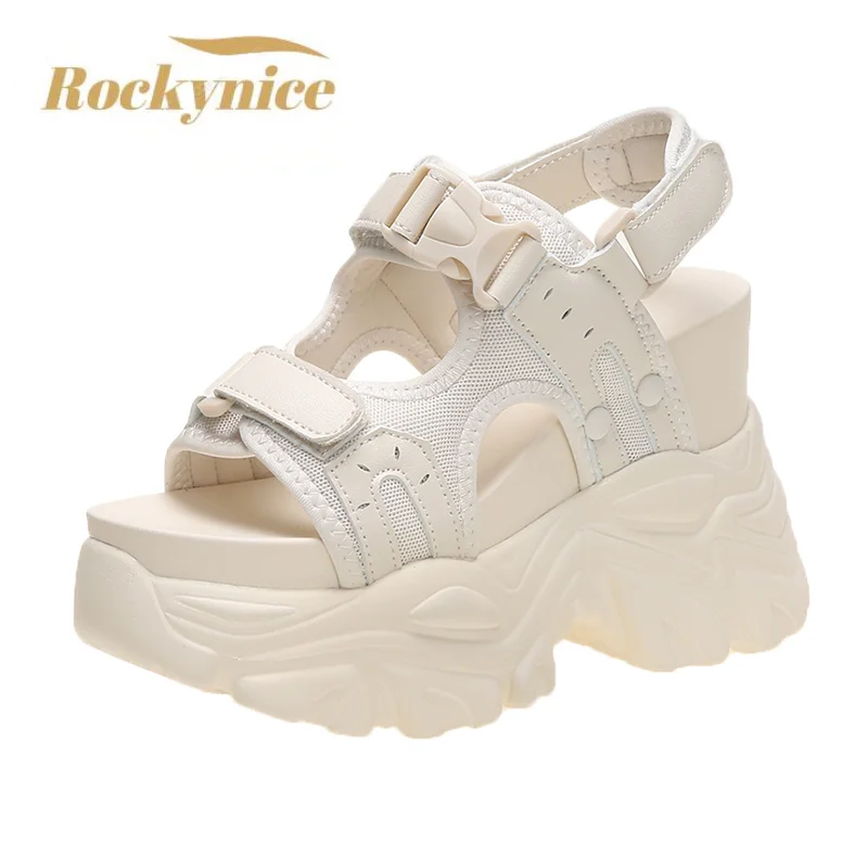 Top Trends: Fashion Summer Women Sandals Peep-toe Wedge Platform Sneakers Woman 10.5CM Heels Thick Bottom Sandal New Casual Beach Flip Flops Shoppable Styles