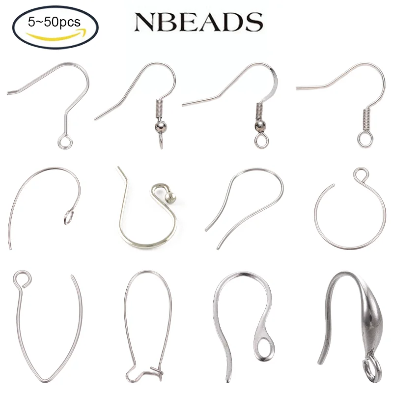 Top Trends: NBEADS 5-50PCS 21x22mm 304 Stainless Steel Earring Hooks Hole: 2mm For Jewelry Bracelet Earrings Making Shoppable Styles