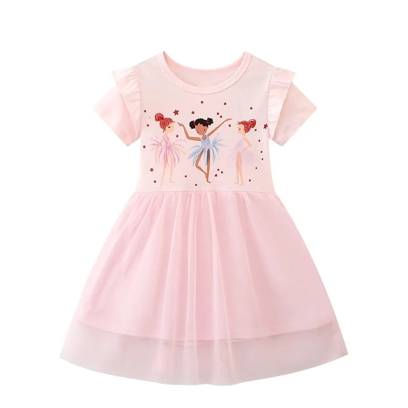 Top Trends: Jumping Meters 2-8T Summer Party Girls Dresses Tutu Princess Fairy Print Short Sleeve Birthday Wedding Baby Frocks Costume Shoppable Styles