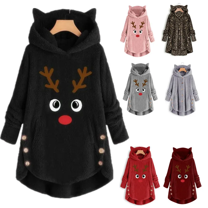 Top Trends: Christmas Sweater For Women Plus Size Hooded Coats Jumper Pull Noel Femme Jersey Ugly 2023 Winter Large Black Parka 5XL 4XL 3XL Shoppable Styles