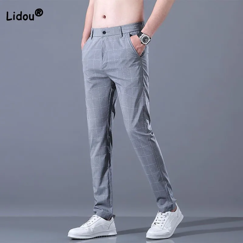 Top Trends: Fashionable Slim Fashion Men's Plaid Pants 2023 New All-match Casual Comfortable Pockets Straight Trousers Summer Male Clothes Shoppable Styles