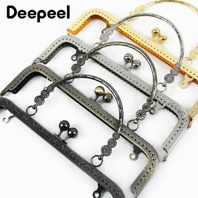 Top Trends: 1 / 2 / 5Pcs Deepeel 20.5cm Embossed Bags Handle Purse Frames Clutch Kiss Clasp Sewing Brackets DIY Metal Bag Handles Accessories Shoppable Styles